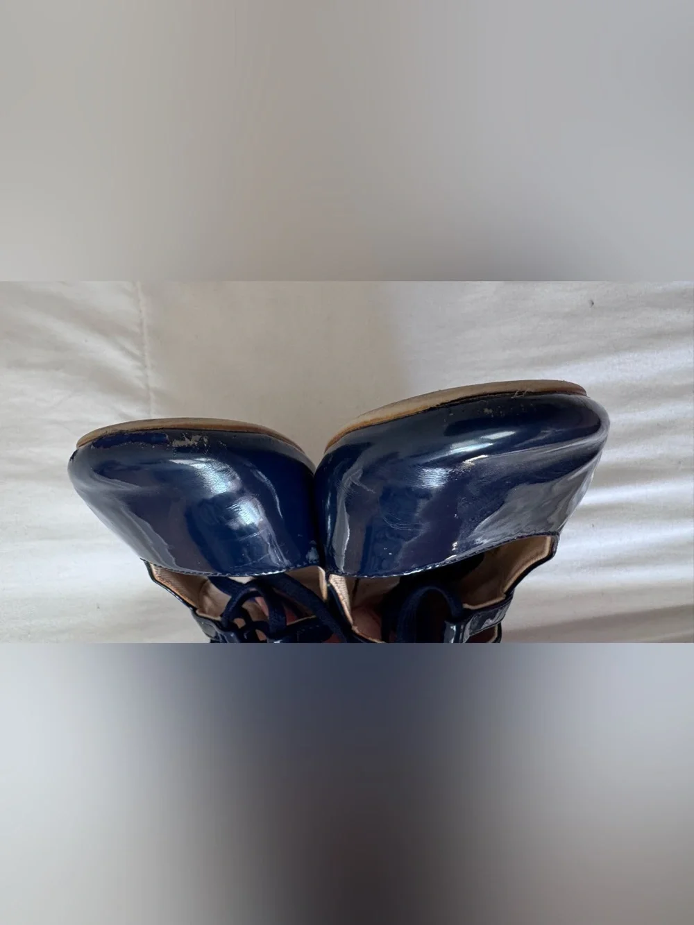 Zara Navy Patent Mary Jane with Lace Tie